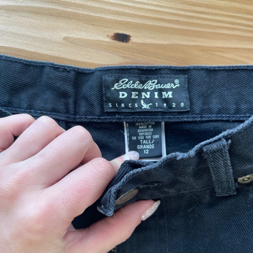 Vintage Eddie Bauer High-Waist‎ Straight Tapered Leg Black Jeans Size 12 - Picture 4 of 9